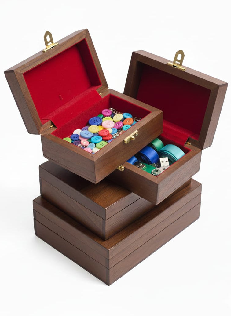 ๐ Elegant Wooden Jewelry and Storage Box Set