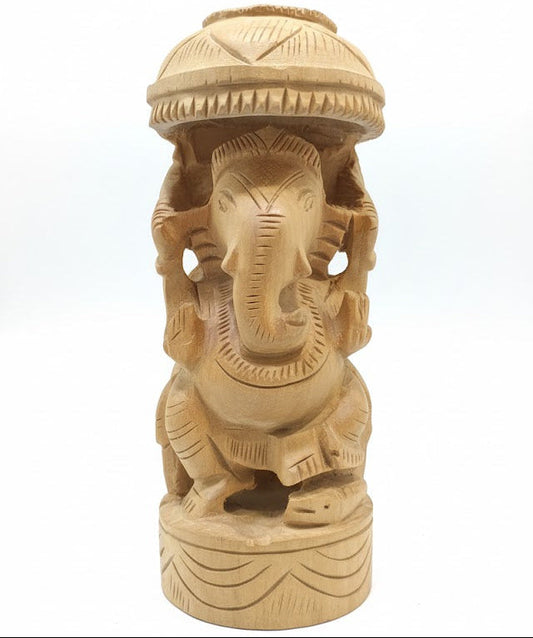 Hand-Carved Wooden Ganesha Idol – Traditional Indian Craftsmanship