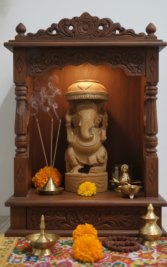 Hand-Carved Wooden Ganesha Idol – Traditional Indian Craftsmanship