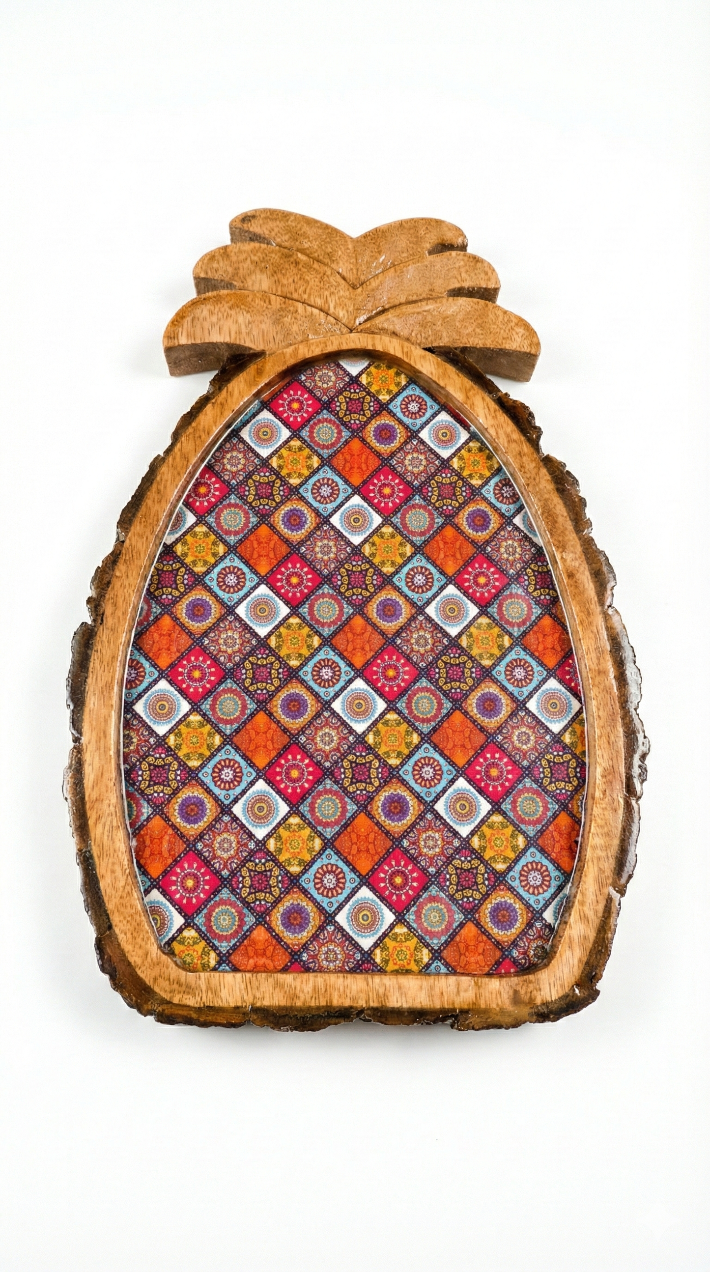Tropical Charm: Hand-Carved Wooden Pineapple Tray