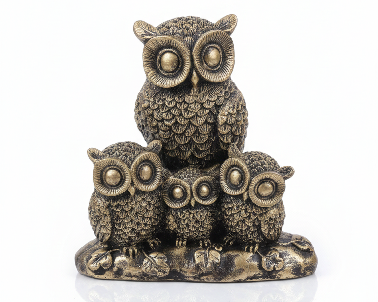 The Wise Family Owl Statue