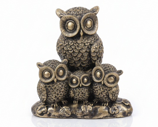 The Wise Family Owl Statue