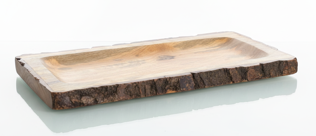 Hand-Carved Wooden Dish Tray – Simple & Stylish Storage