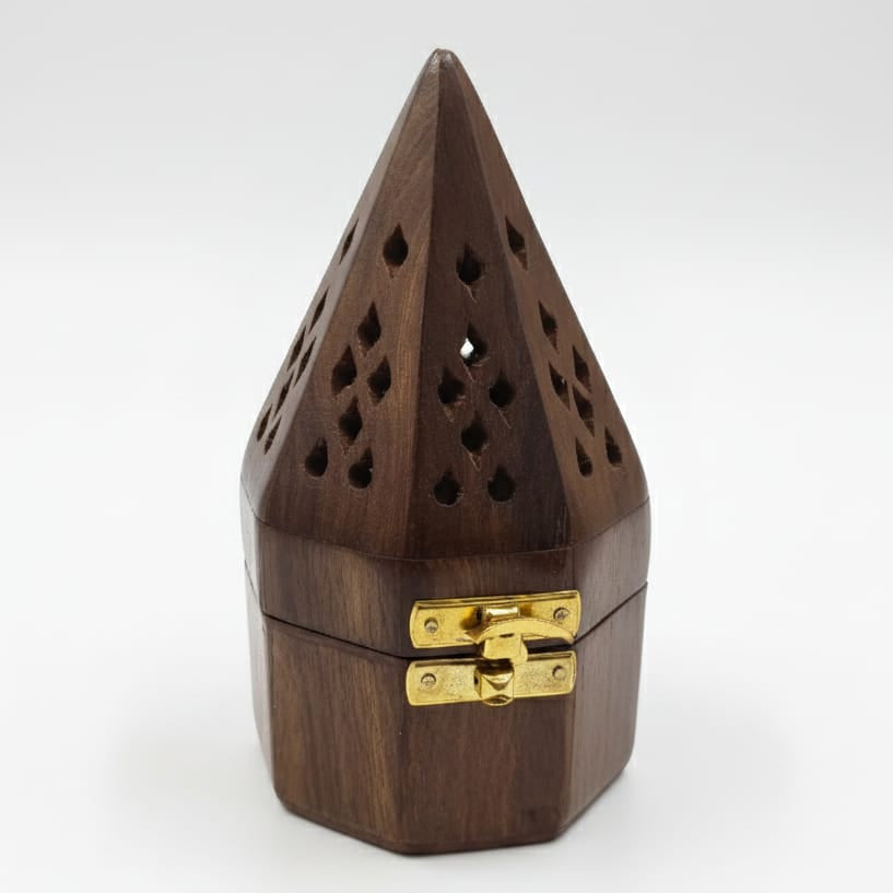 Handcrafted Wooden Pyramid Incense Burner