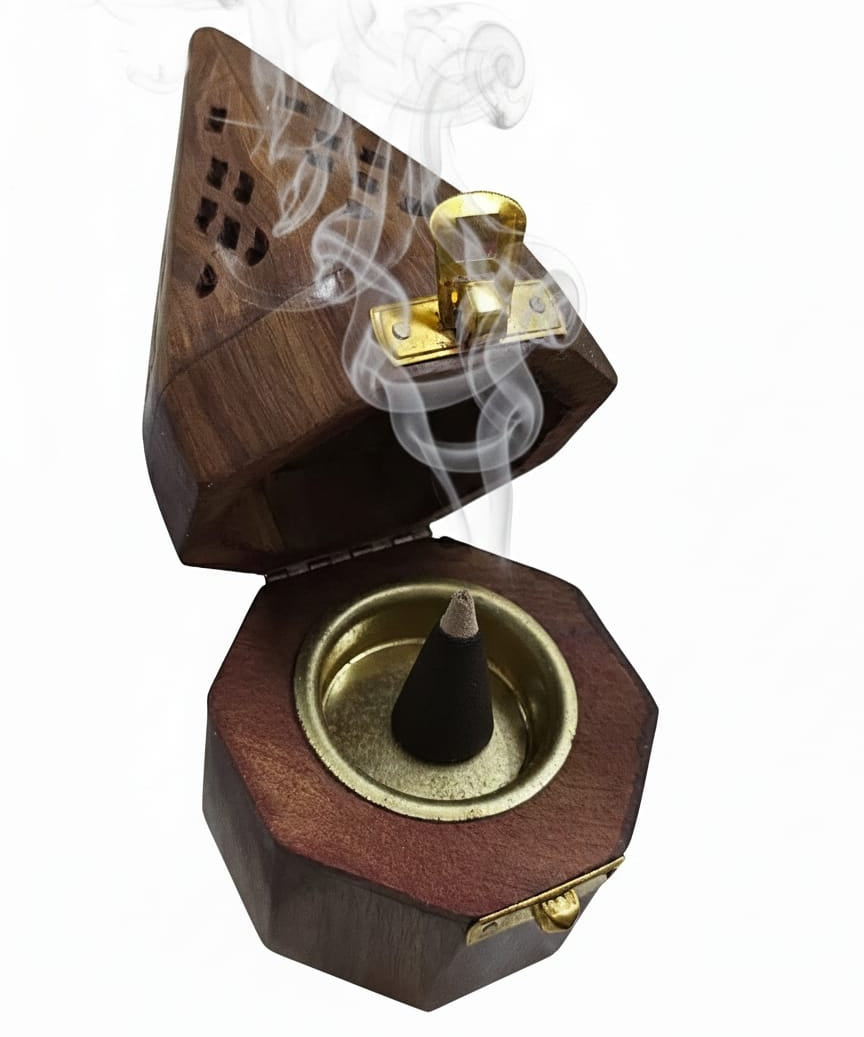Handcrafted Wooden Pyramid Incense Burner
