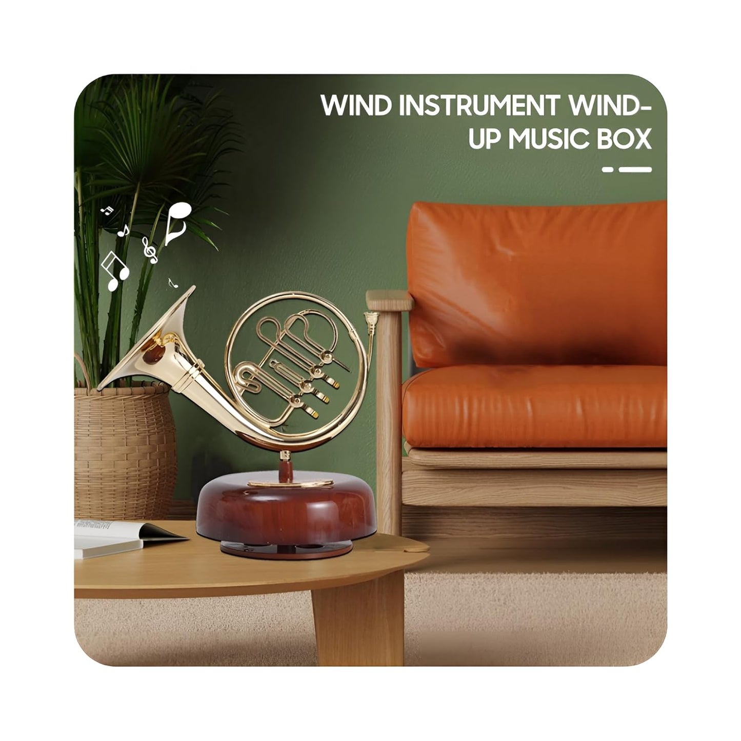 Elegant French Horn–Style Music Box