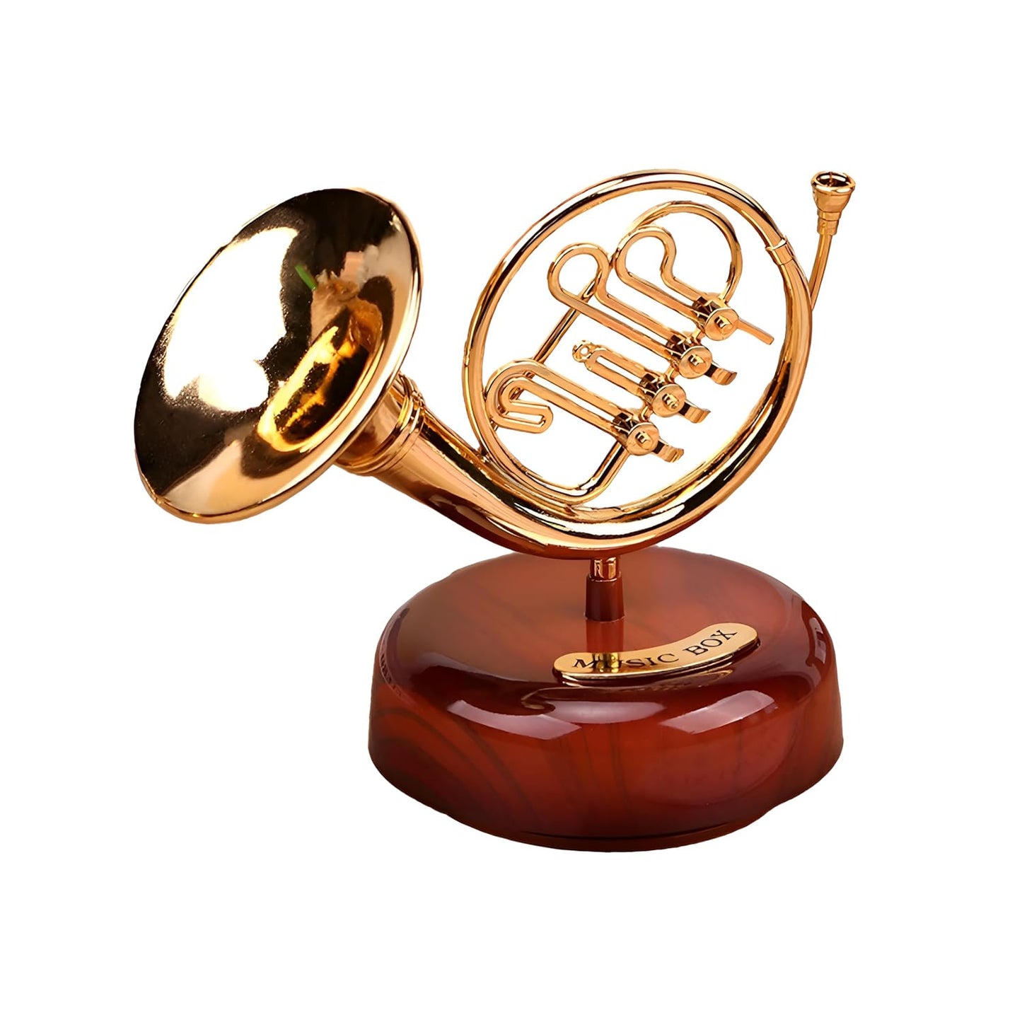Elegant French Horn–Style Music Box